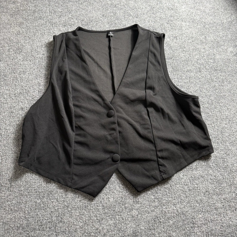 Women Black Tailored Suit Vest Button Down Sleeveless Top Waistcoat Y2K 4X SHEIN
